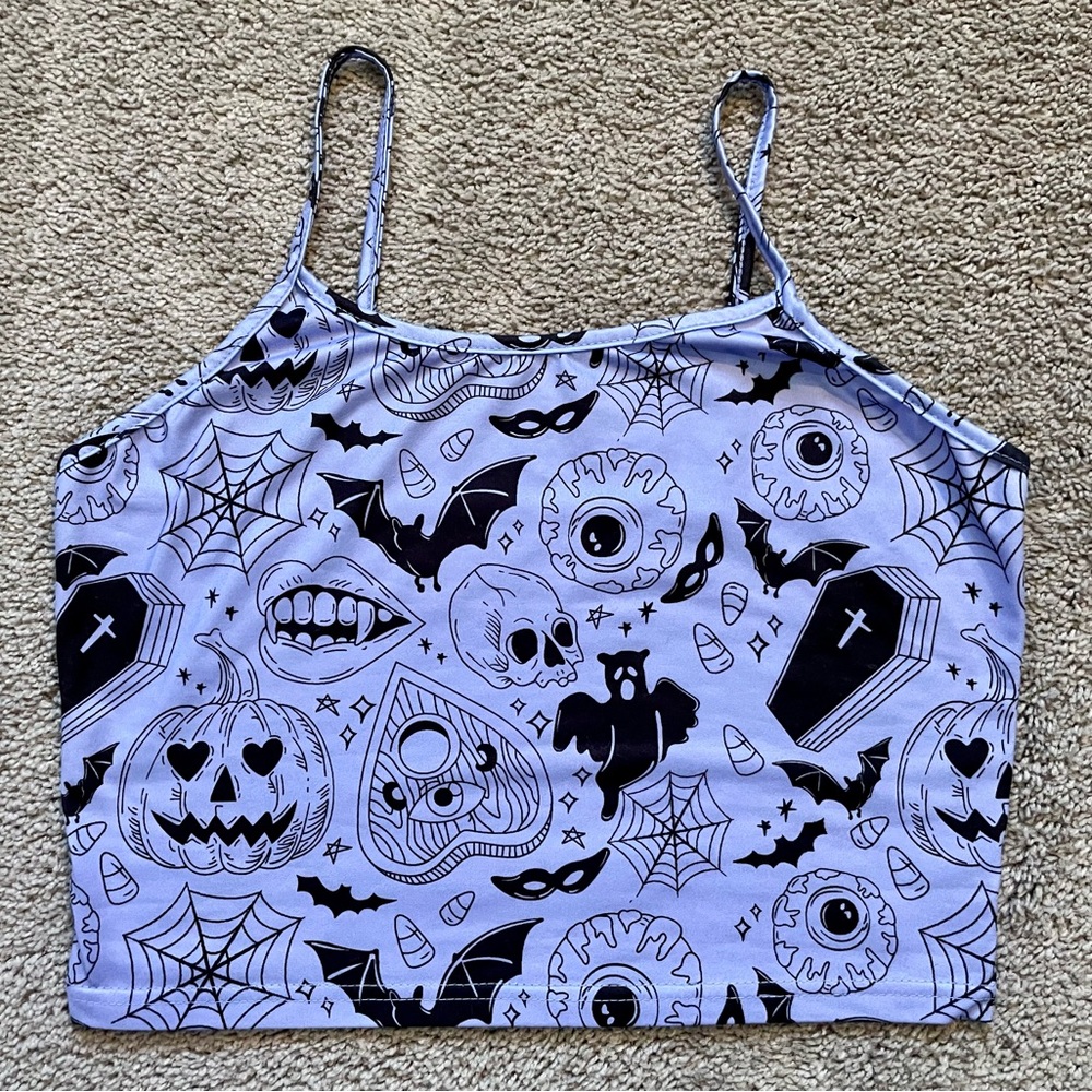 Purple black Halloween spooky emo gothic creepy cute tank top